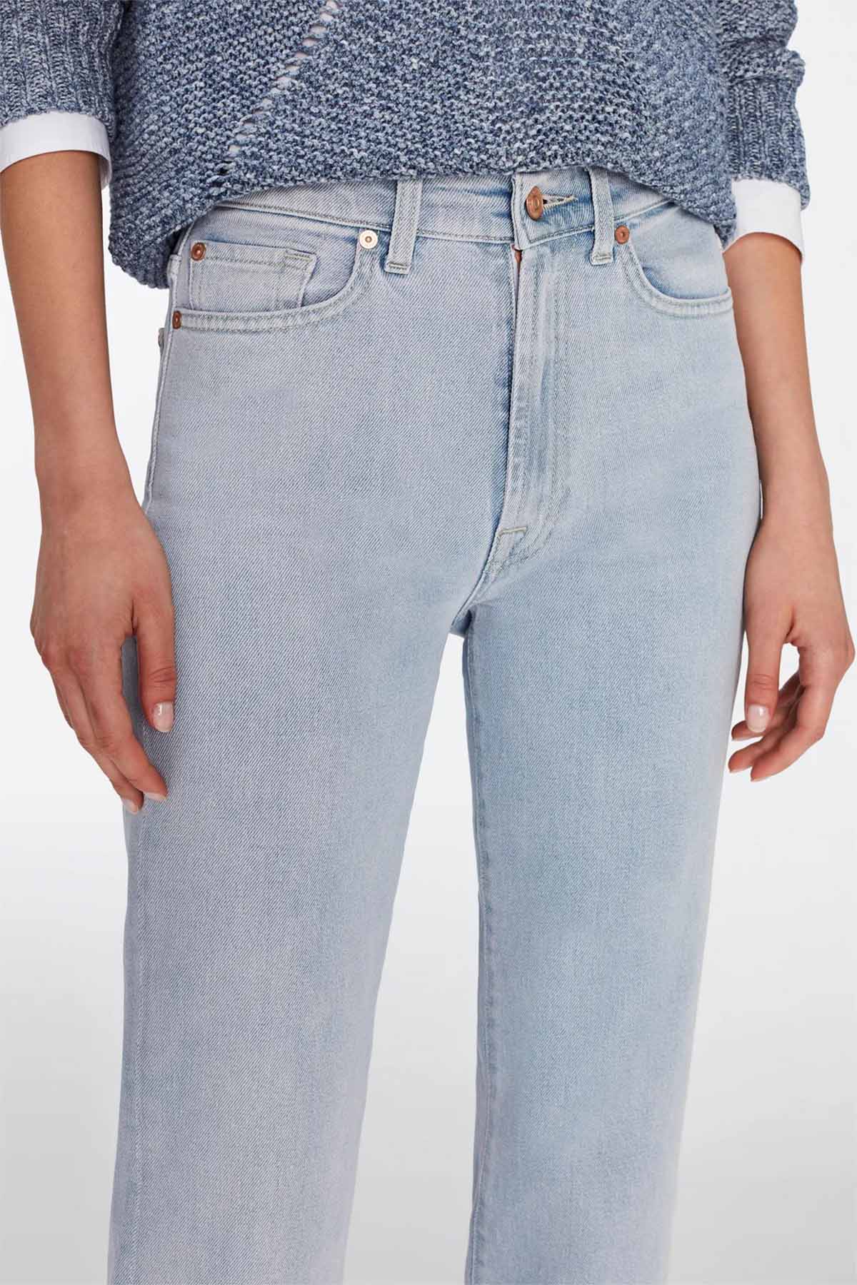 7 For All Mankind Logan Stovepipe Yüksek Bel Crop Paça Jeans