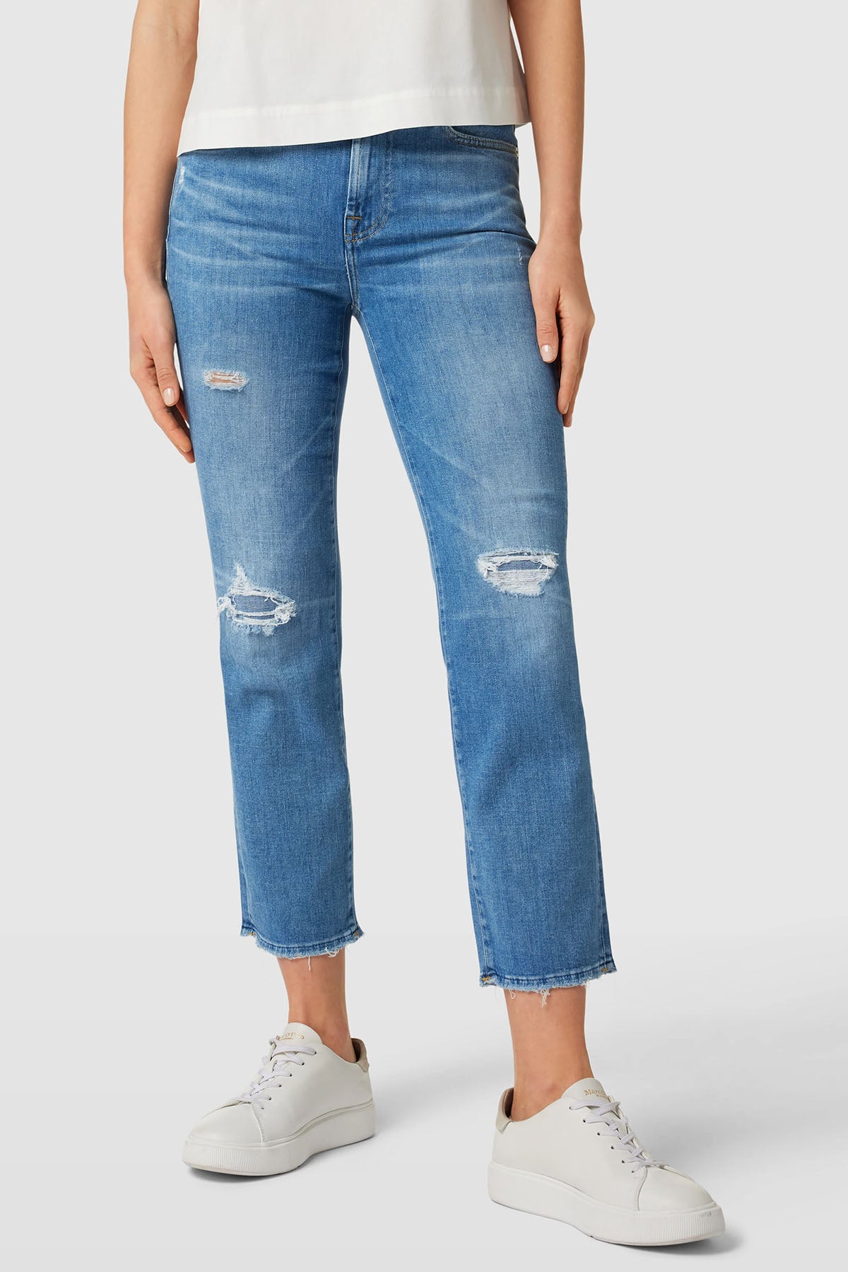 7 For All Mankind Straight Fit Streç Crop Jeans-Libas Trendy Fashion Store