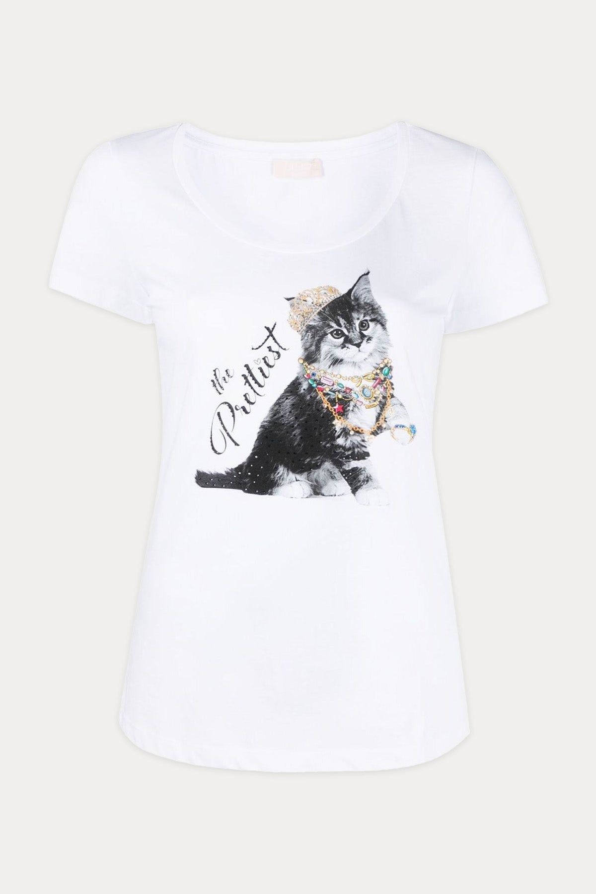 Liu Jo Yuvarlak Yaka Kedi Baskılı T-shirt-Libas Trendy Fashion Store