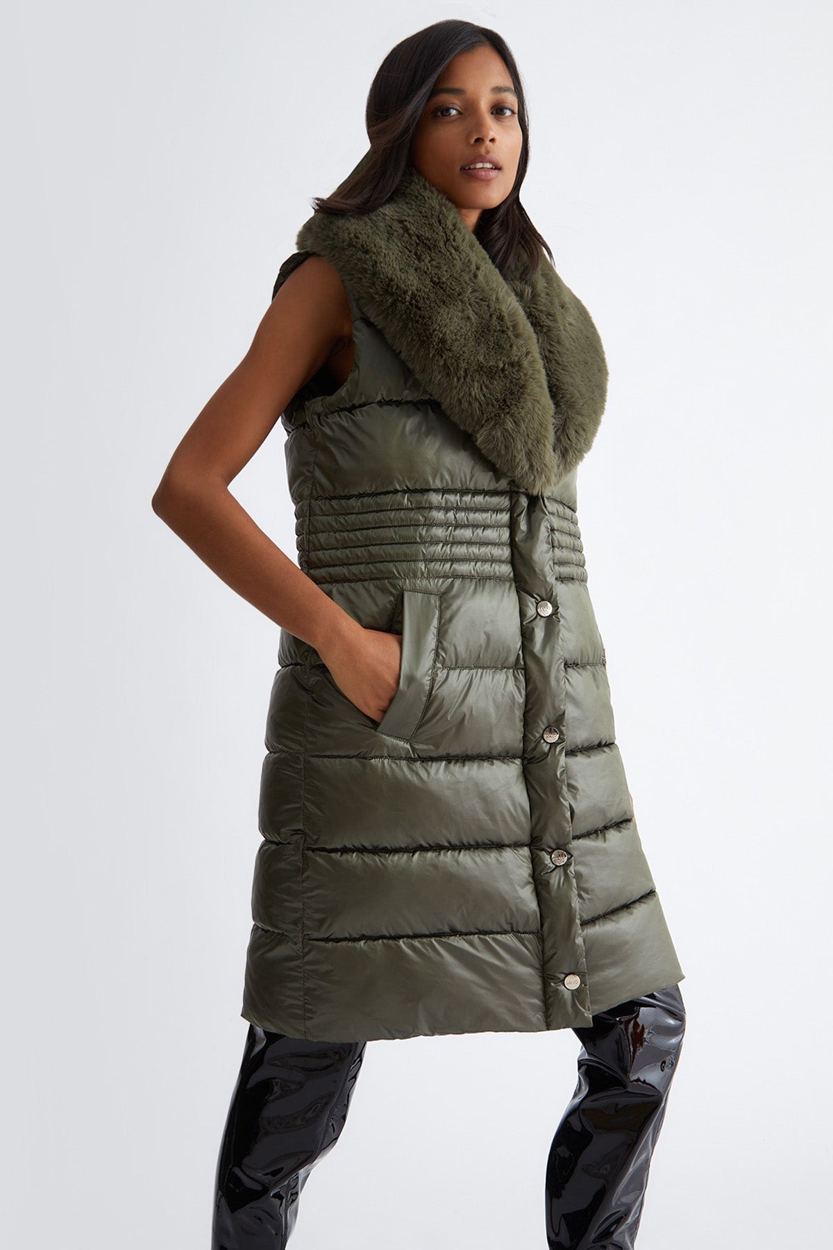 Liu Jo Kemerli Uzun Puffer Yelek-Libas Trendy Fashion Store