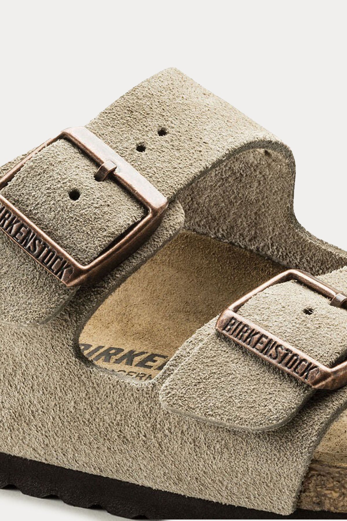 Birkenstock Arizona Çift Tokalı Doğal Süet Deri Terlik