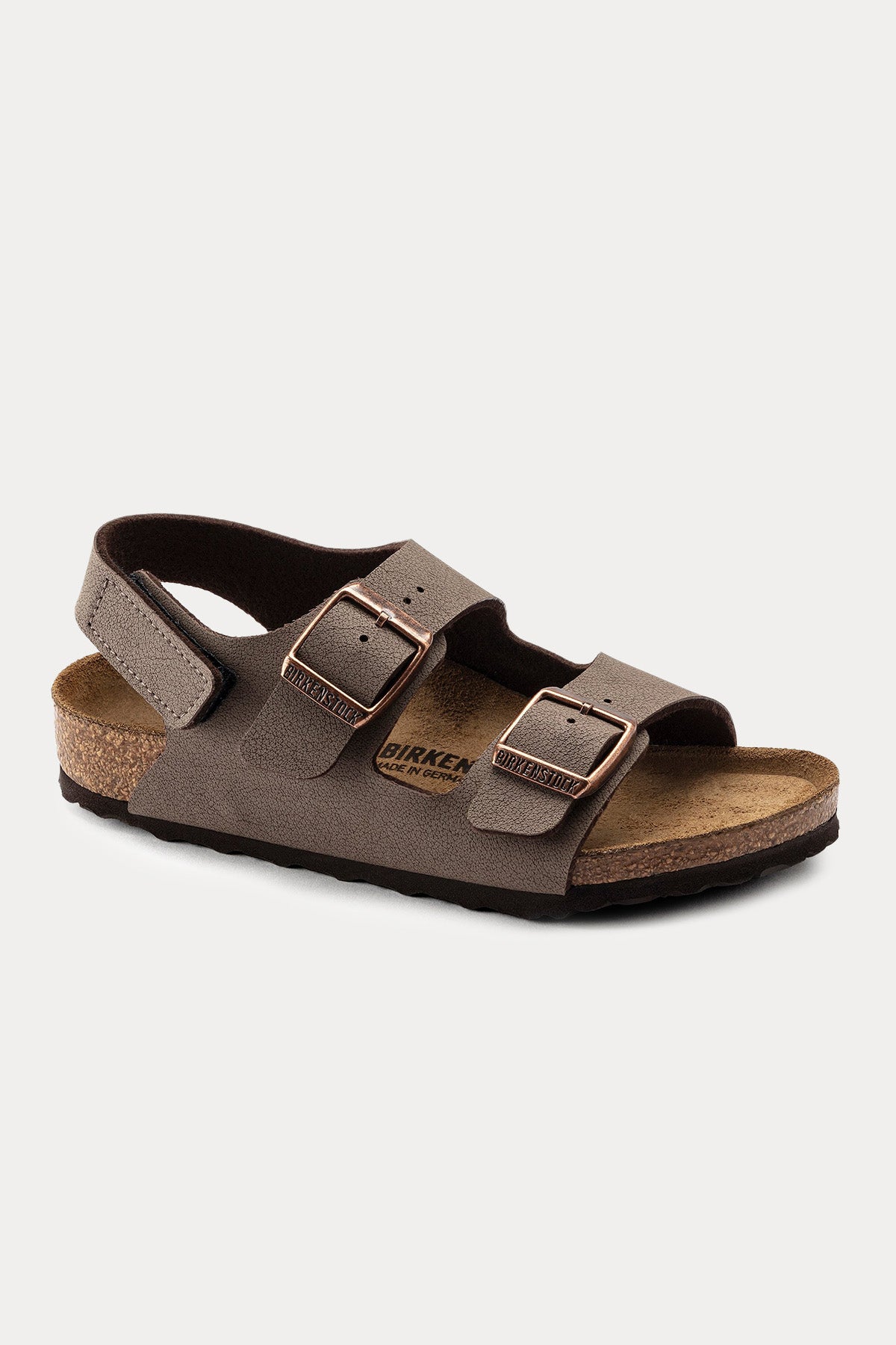 Birkenstock Kids Unisex Çocuk Milano Doğal Nubuk Deri Çift Tokalı Sandalet