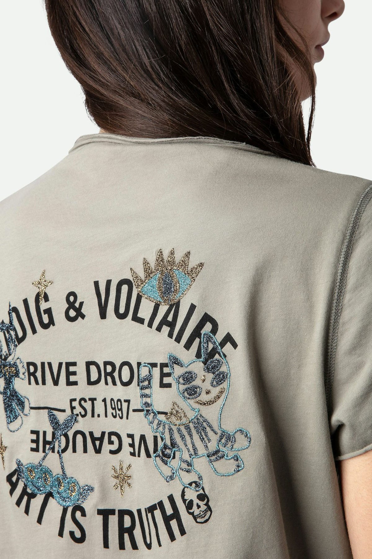 Zadig & Voltaire V Yaka Sırtta Nakış Logolu T-shirt