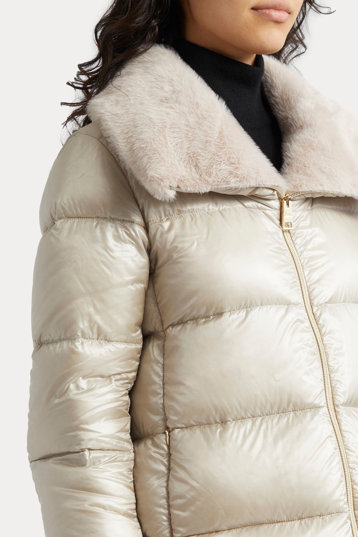 Herno Yakası Kürklü Puffer Mont