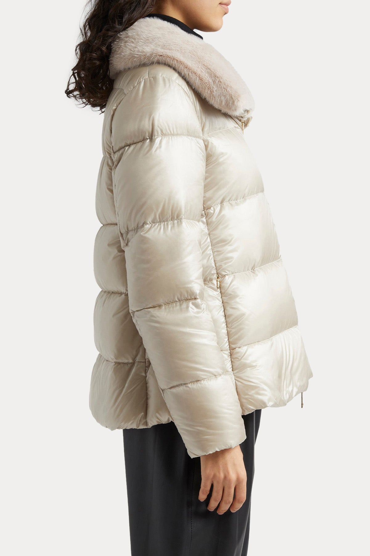 Herno Yakası Kürklü Puffer Mont