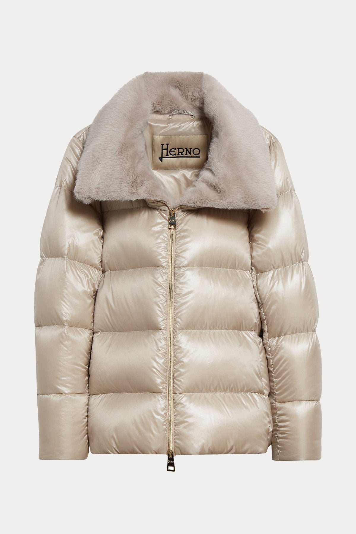 Herno Yakası Kürklü Puffer Mont