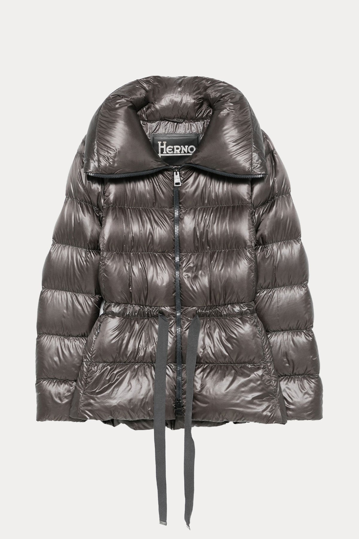 Herno Relaxed Fit Dik Yaka Beli Büzgülü Puffer Mont