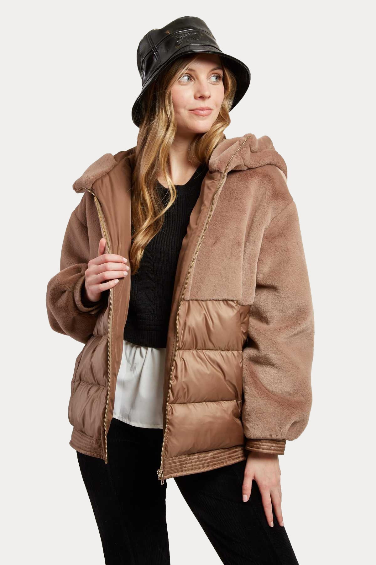 Rene Derhy Eleonore Kapüşonlu Peluş Puffer Ceket