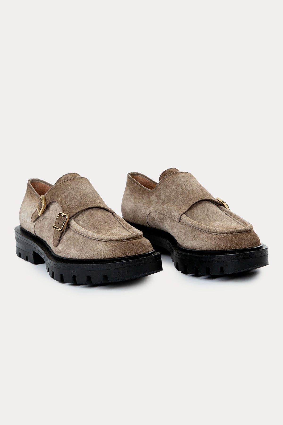 Santoni Çift Tokalı Süet Loafer Ayakkabı