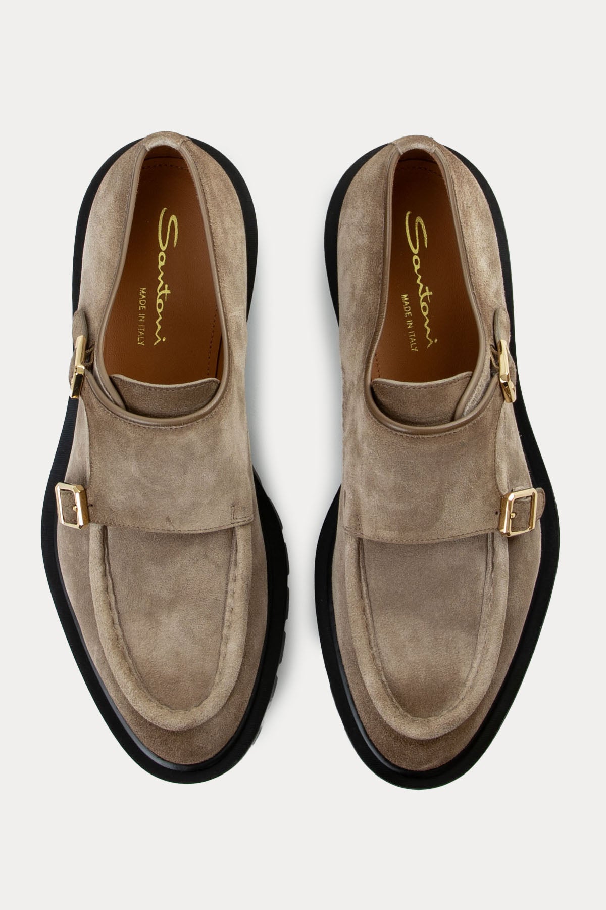 Santoni Çift Tokalı Süet Loafer Ayakkabı