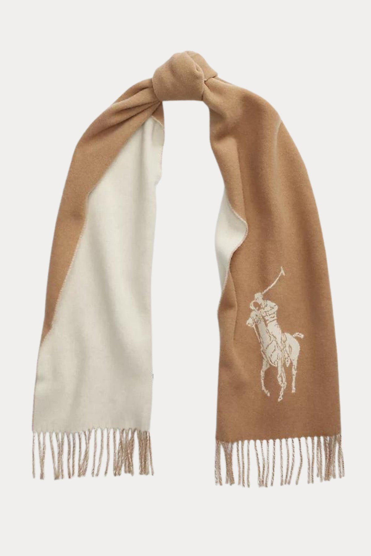 Polo Ralph Lauren Çift Taraflı Unisex Big Pony Logolu Yün Atkı