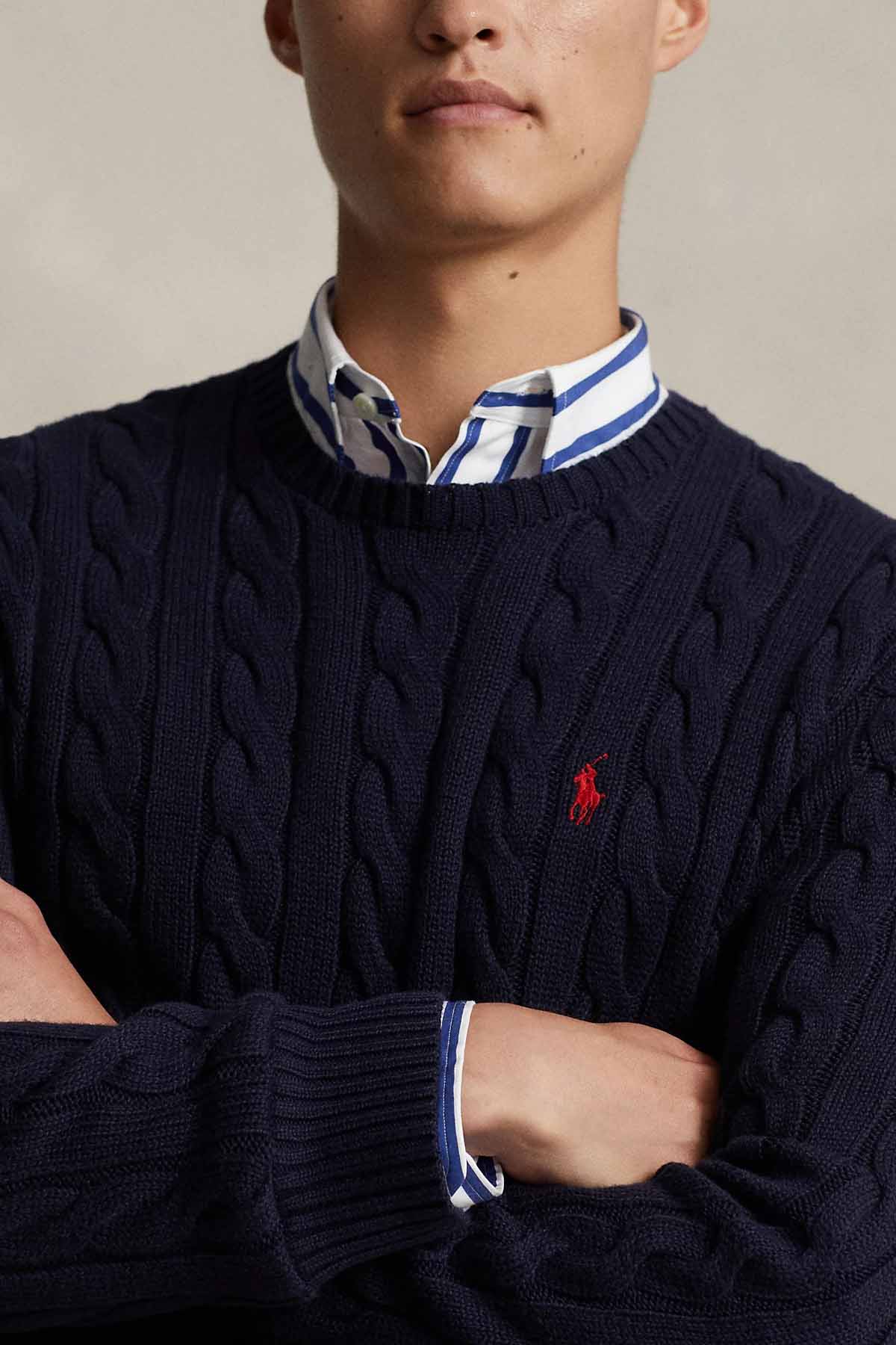 Polo Ralph Lauren Yuvarlak Yaka Saç Örgü Triko