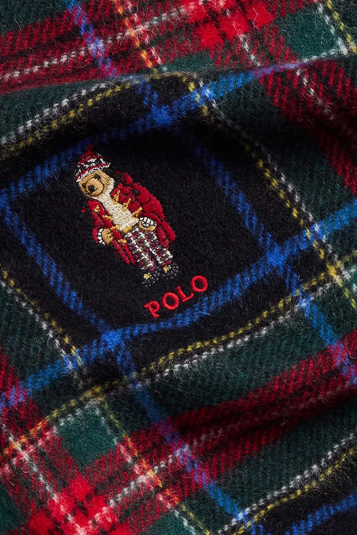 Polo Ralph Lauren Polo Bear Ekose Desenli Örgü Yün Bere ve Atkı Seti