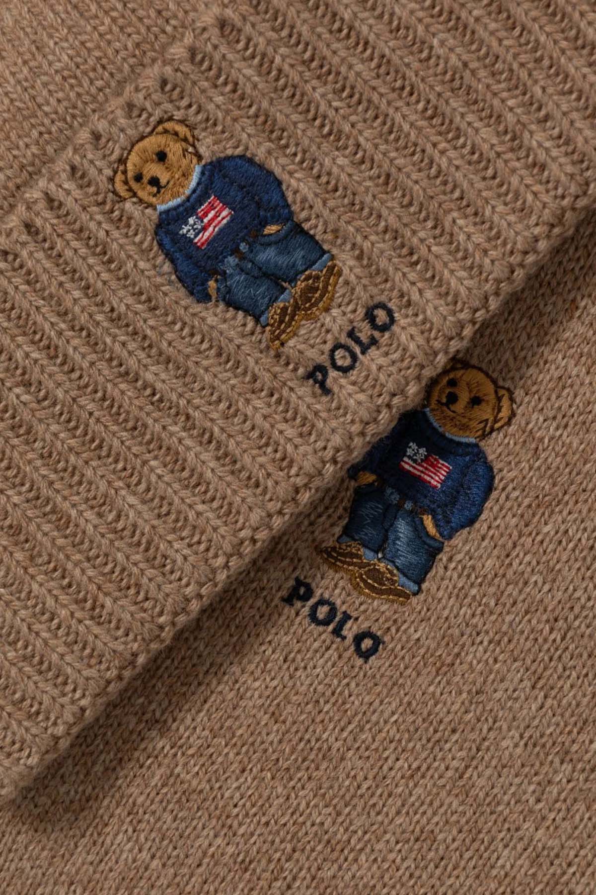 Polo Ralph Lauren Unisex Polo Bear Örgü Yün Bere ve Atkı Seti