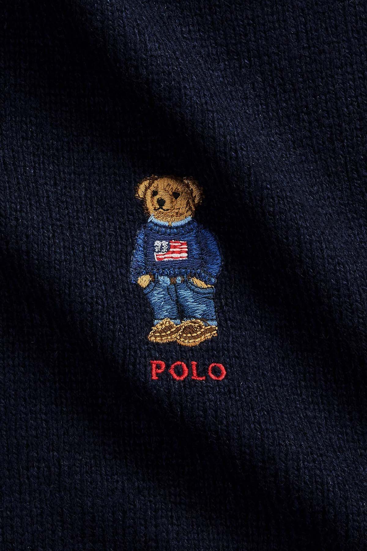 Polo Ralph Lauren Unisex Polo Bear Örgü Yün Bere ve Atkı Seti