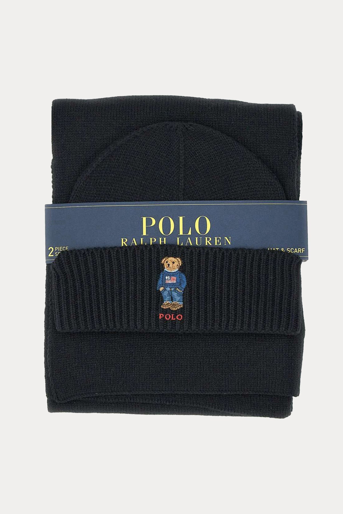 Polo Ralph Lauren Unisex Polo Bear Örgü Yün Bere ve Atkı Seti