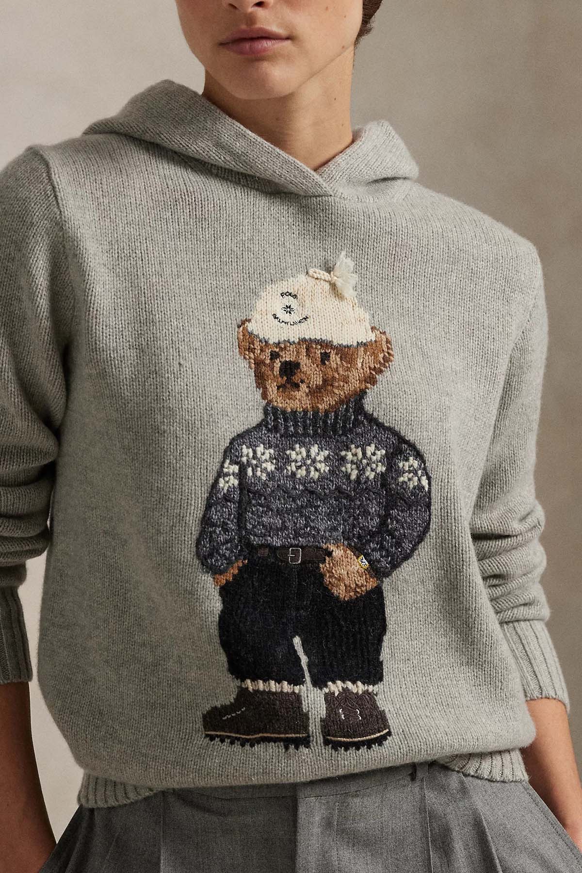 Polo Ralph Lauren Polo Bear Kapüşonlu Kaşmir Örgü Yün Triko