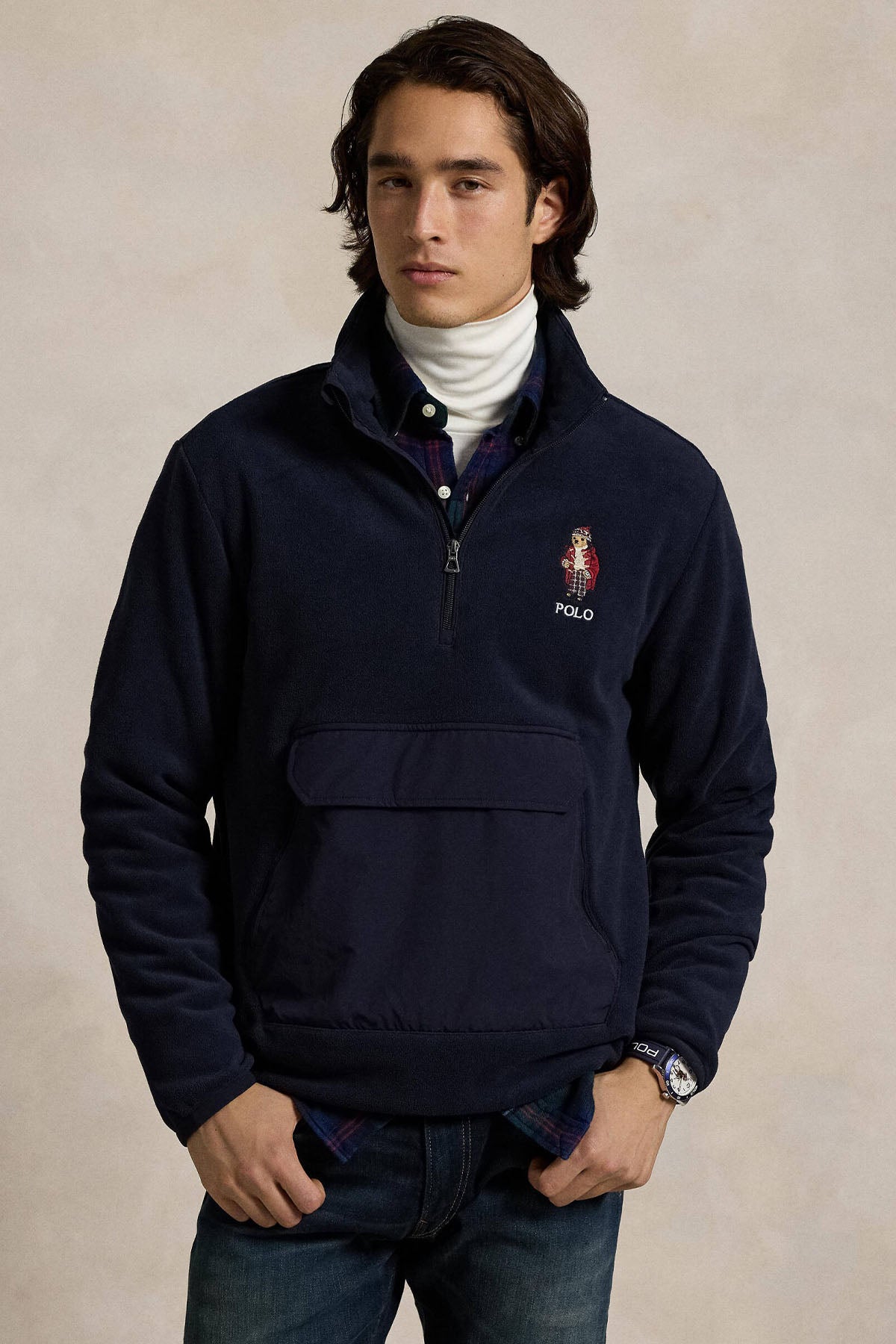 Polo Ralph Lauren Polo Bear Kanguru Cepli Dik Yaka Polar Sweatshirt