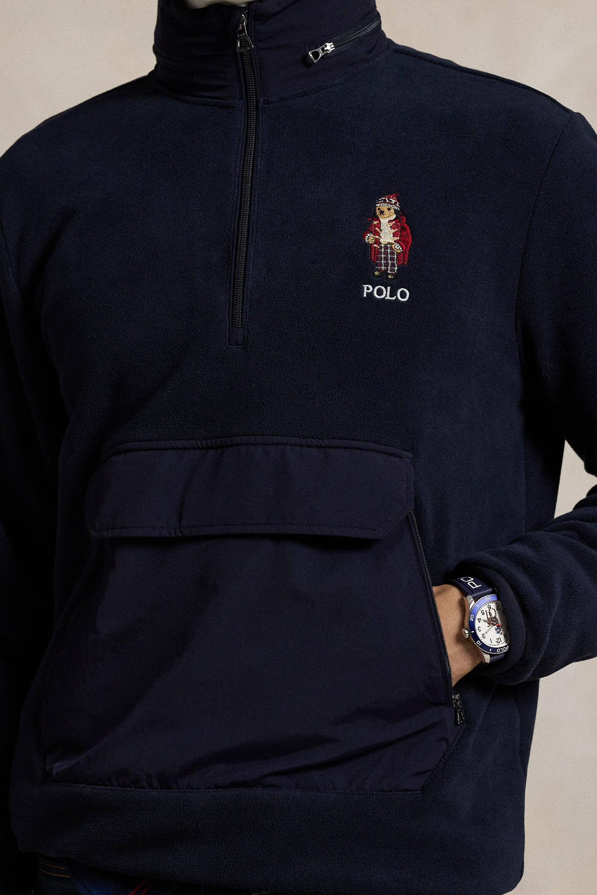 Polo Ralph Lauren Polo Bear Kanguru Cepli Dik Yaka Polar Sweatshirt