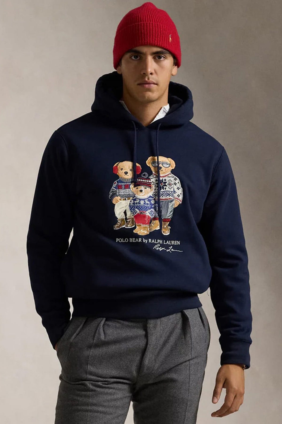 Polo Ralph Lauren Unisex Polo Bear İçi Polarlı Aile Temalı Kapüşonlu Sweatshirt