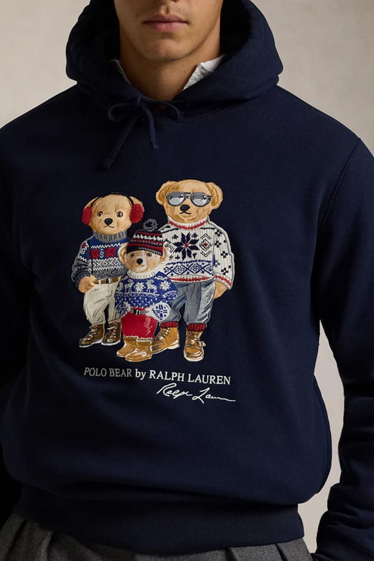 Polo Ralph Lauren Unisex Polo Bear İçi Polarlı Aile Temalı Kapüşonlu Sweatshirt