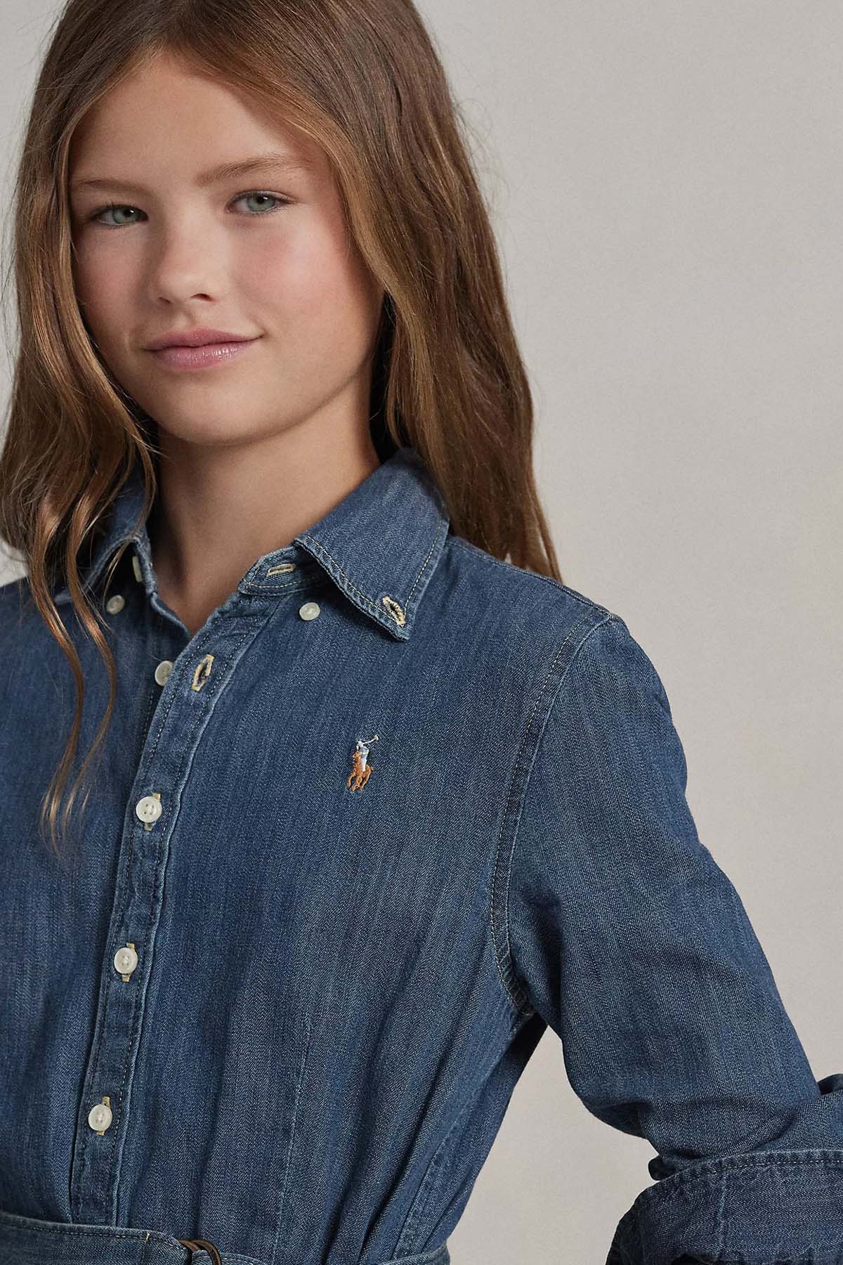 Polo Ralph Lauren Kids 8 Yaş Kız Çocuk Kuşaklı Denim Elbise