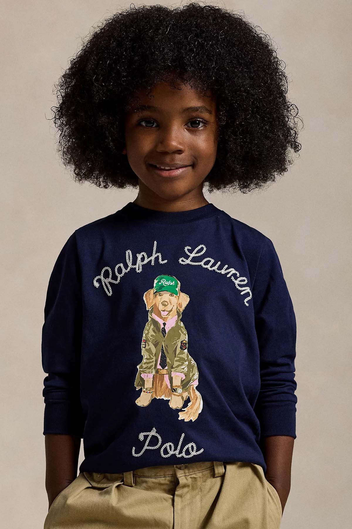 Polo Ralph Lauren Kids 2-5 Yaş Unisex Evcil Hayvan Temalı Logolu T-shirt