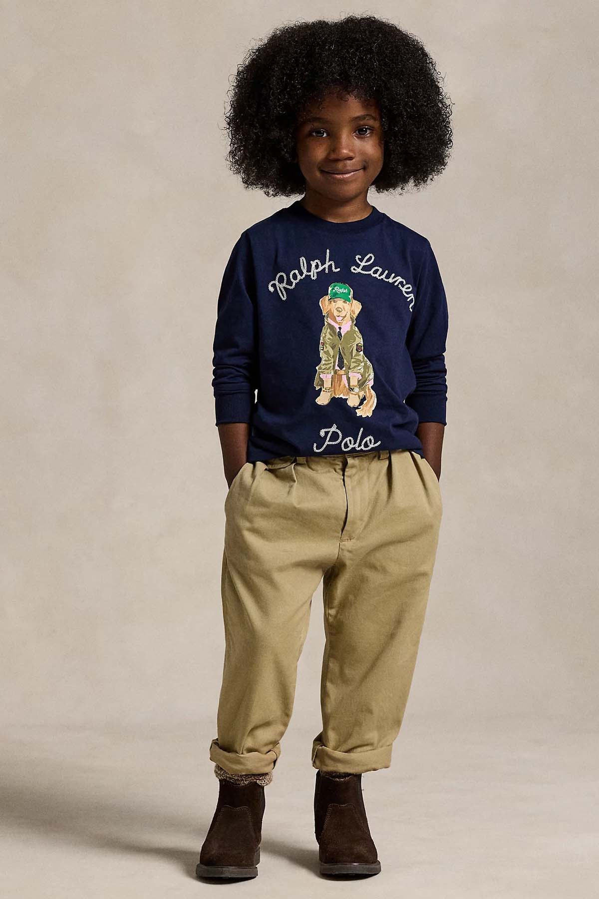 Polo Ralph Lauren Kids 2-5 Yaş Unisex Evcil Hayvan Temalı Logolu T-shirt