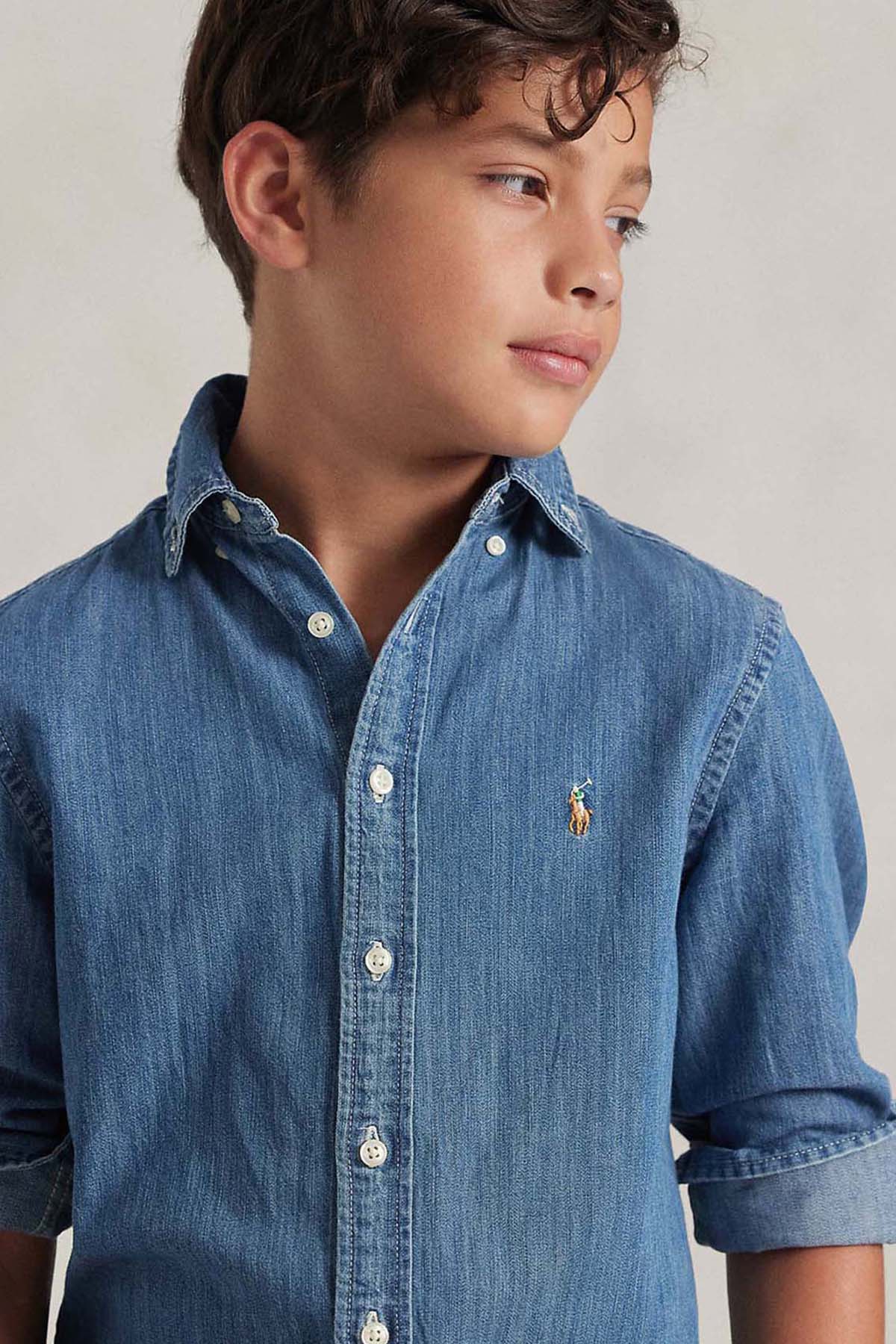 Polo Ralph Lauren Kids S-L Beden Erkek Çocuk Denim Gömlek