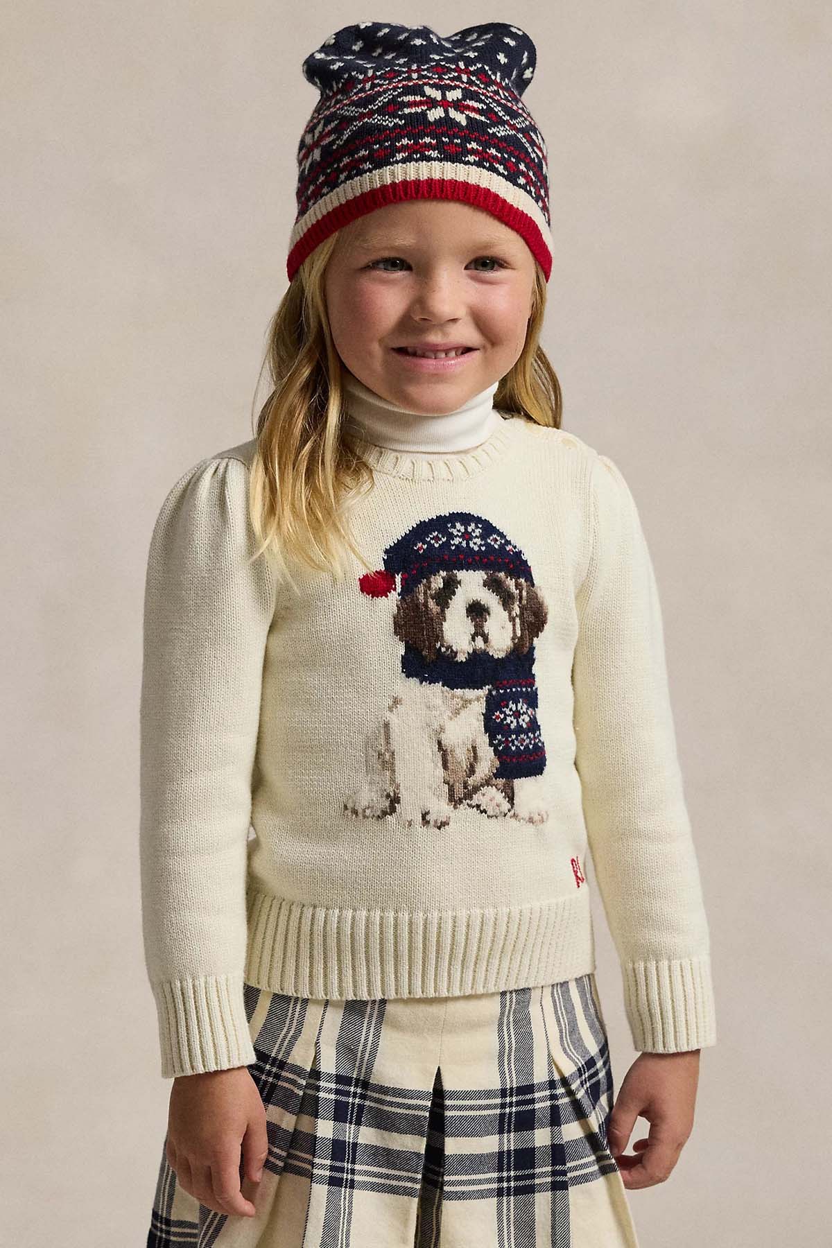 Polo Ralph Lauren Kids 2 Yaş Kız Çocuk Evcil Hayvan Temalı Örgü Yün Triko