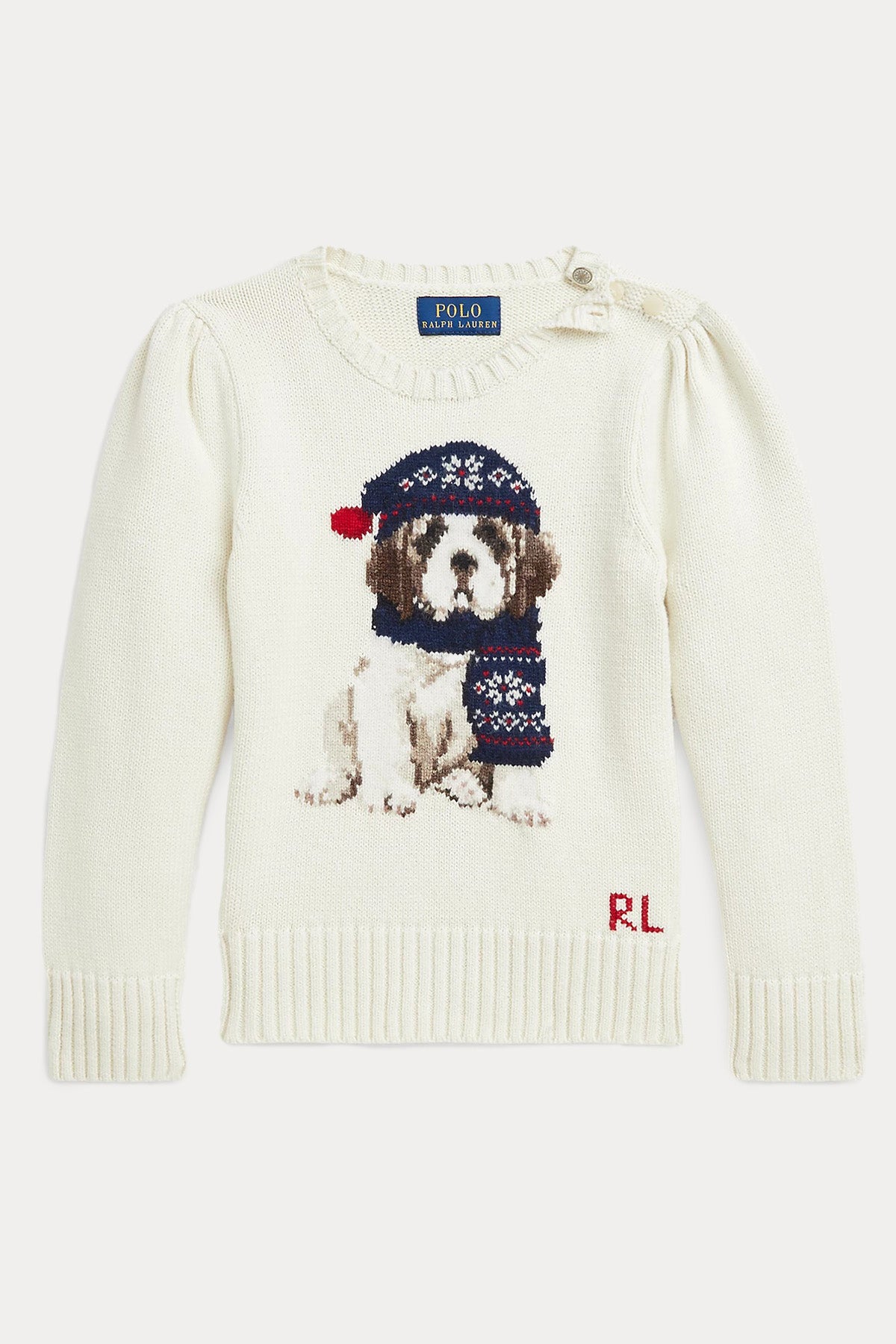 Polo Ralph Lauren Kids 2 Yaş Kız Çocuk Evcil Hayvan Temalı Örgü Yün Triko