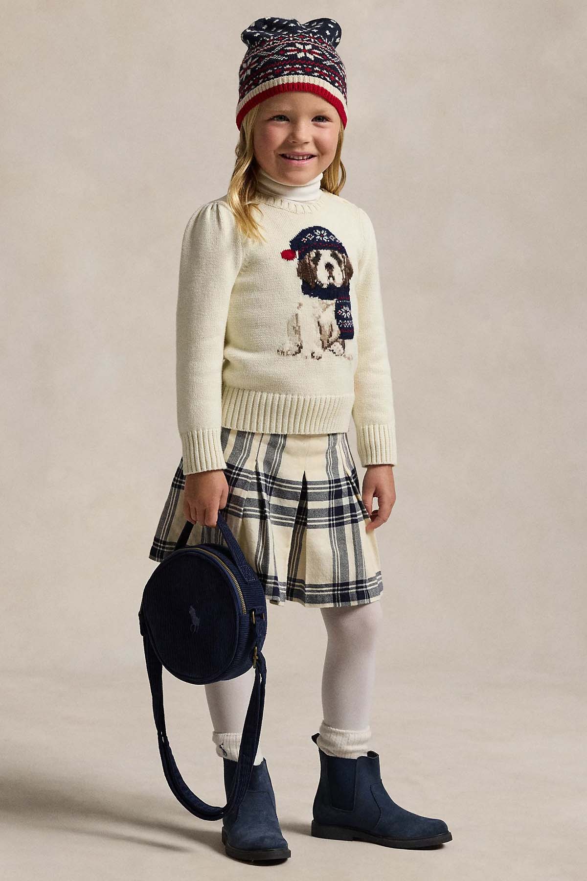 Polo Ralph Lauren Kids 2 Yaş Kız Çocuk Evcil Hayvan Temalı Örgü Yün Triko