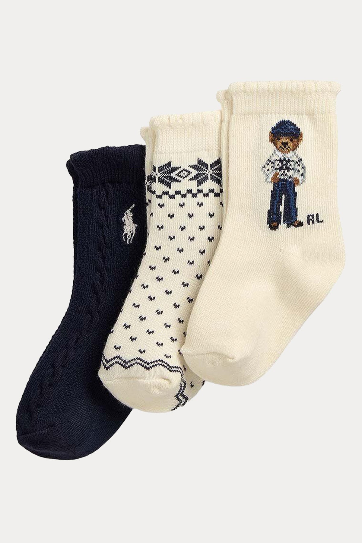 Polo Ralph Lauren Kids 6-24 Aylık Kız Bebek 3'lü Paket Polo Bear Çorap