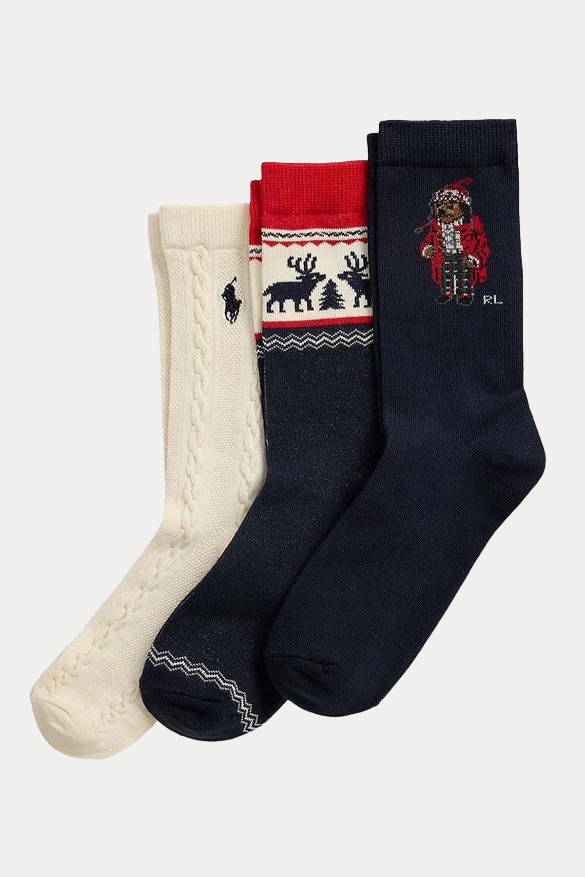 Polo Ralph Lauren Kids 8-9.5 Yaş Unisex Çocuk 3'lü Paket Polo Bear Çorap