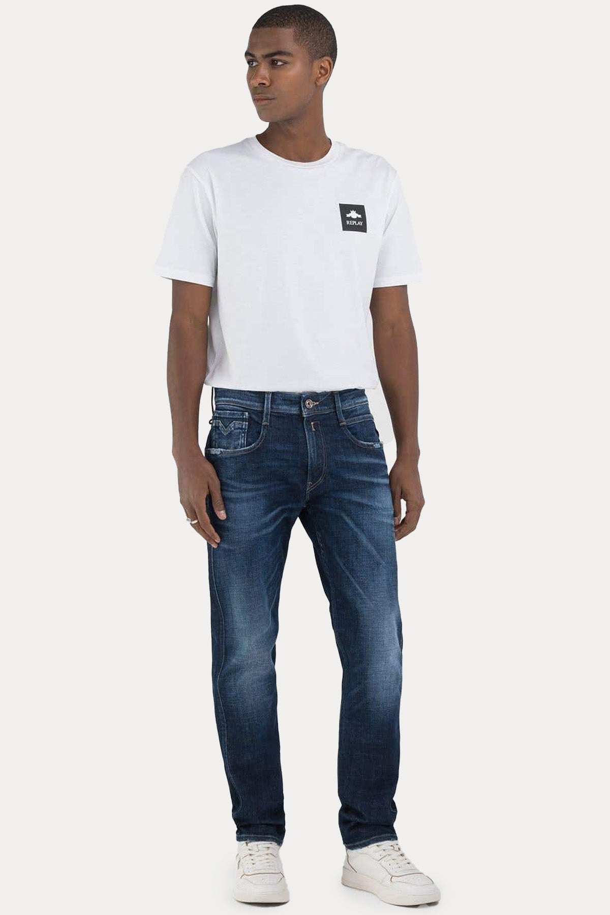 Replay Anbass Slim Fit Yıkamalı Streç Jeans