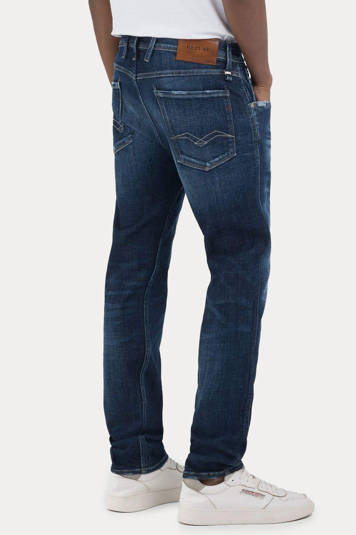 Replay Anbass Slim Fit Yıkamalı Streç Jeans