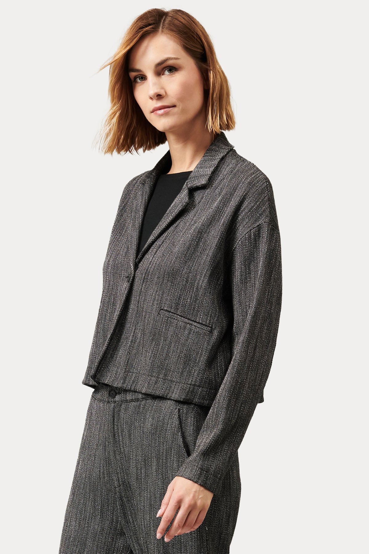 Transit Tek Düğmeli Crop Blazer Ceket