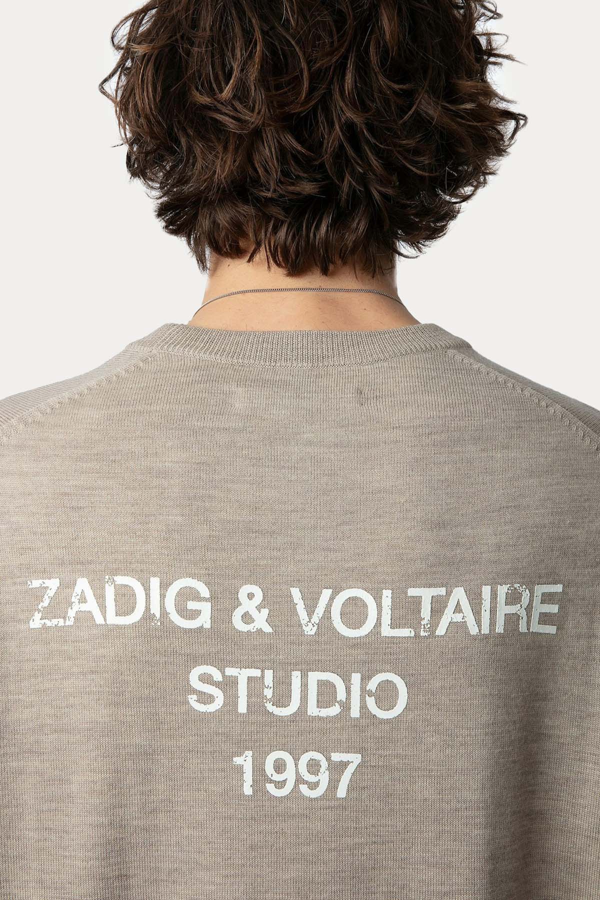 Zadig & Voltaire Loose Fit Sırtta Logolu İnce Örgü Yün Triko