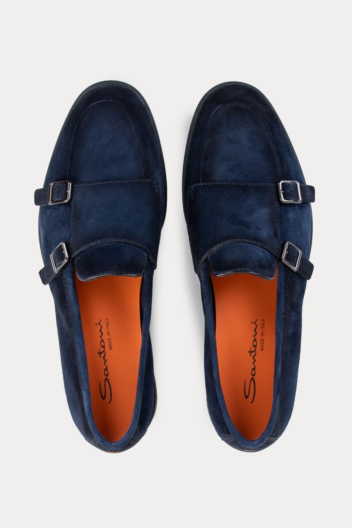 Santoni Çift Tokalı Süet Loafer Ayakkabı