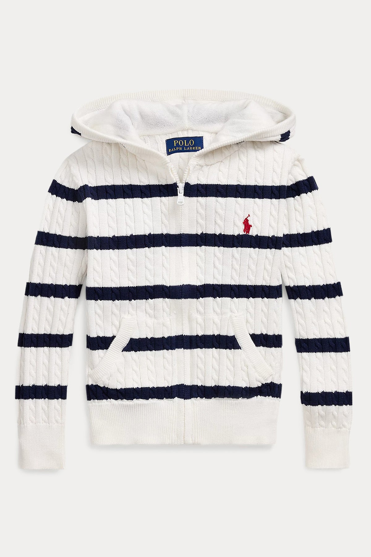 Polo Ralph Lauren Kids 3-5 Yaş Unisex Çocuk Saç Örgü Kapüşonlu Triko Ceket