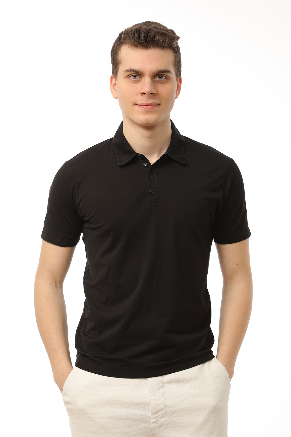 Manifattura Stretch Keten Polo Yaka T-shirt-Libas Trendy Fashion Store