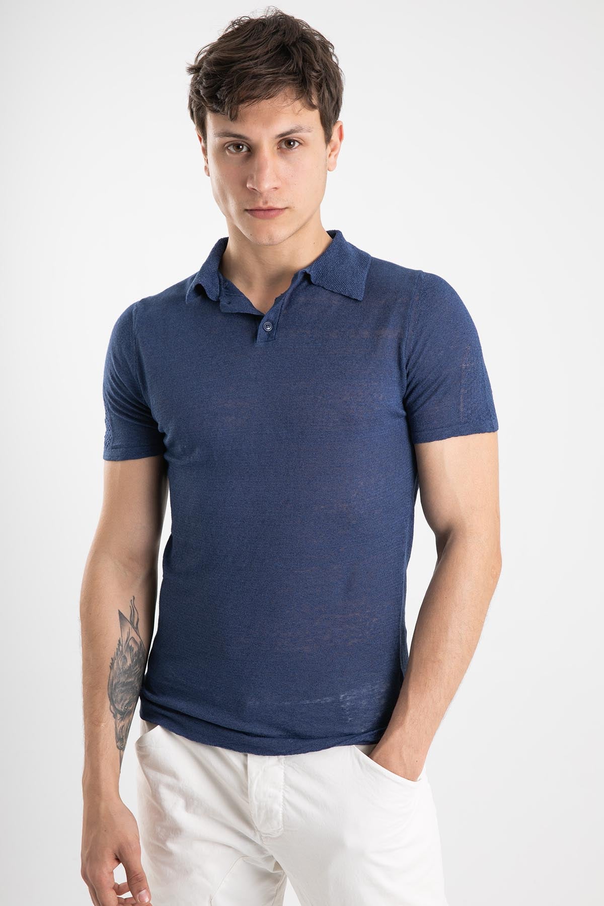 Manifattura Polo Yaka Keten T-shirt-Libas Trendy Fashion Store