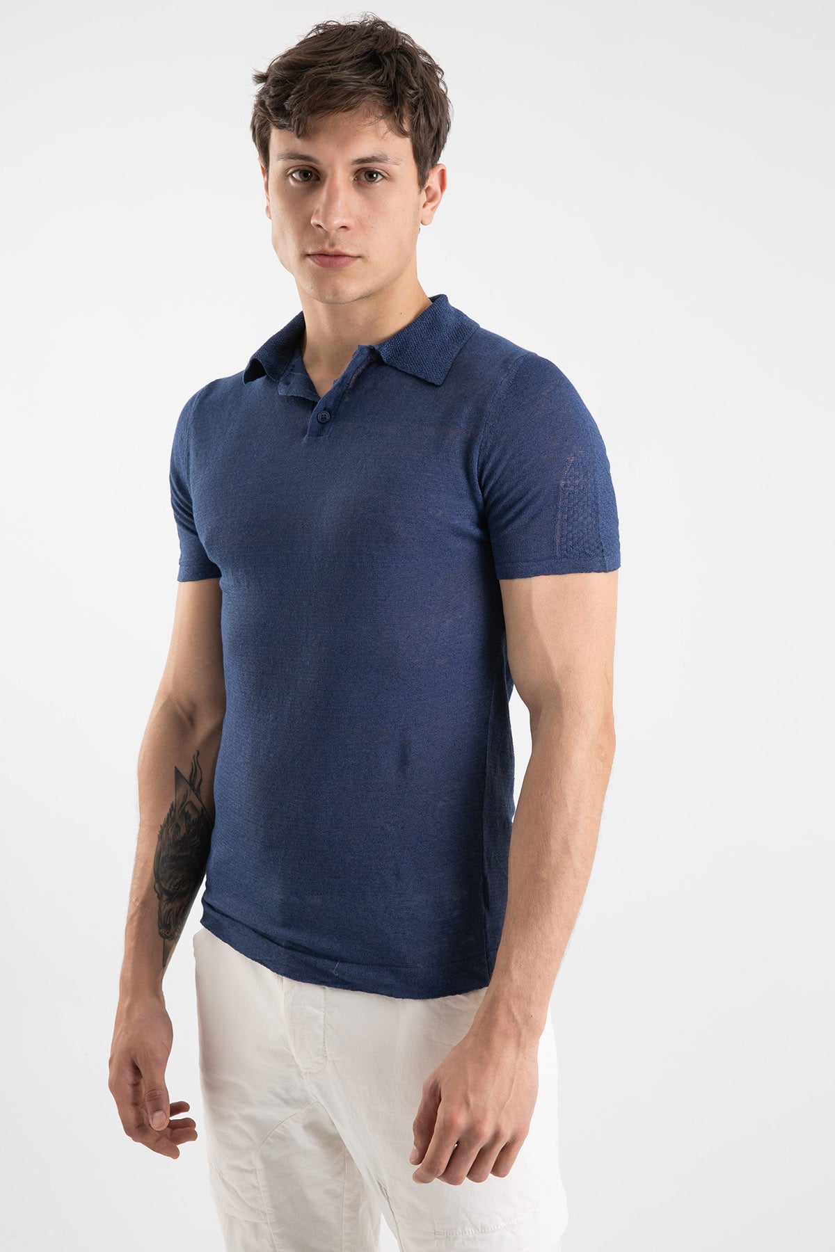 Manifattura Polo Yaka Keten T-shirt-Libas Trendy Fashion Store