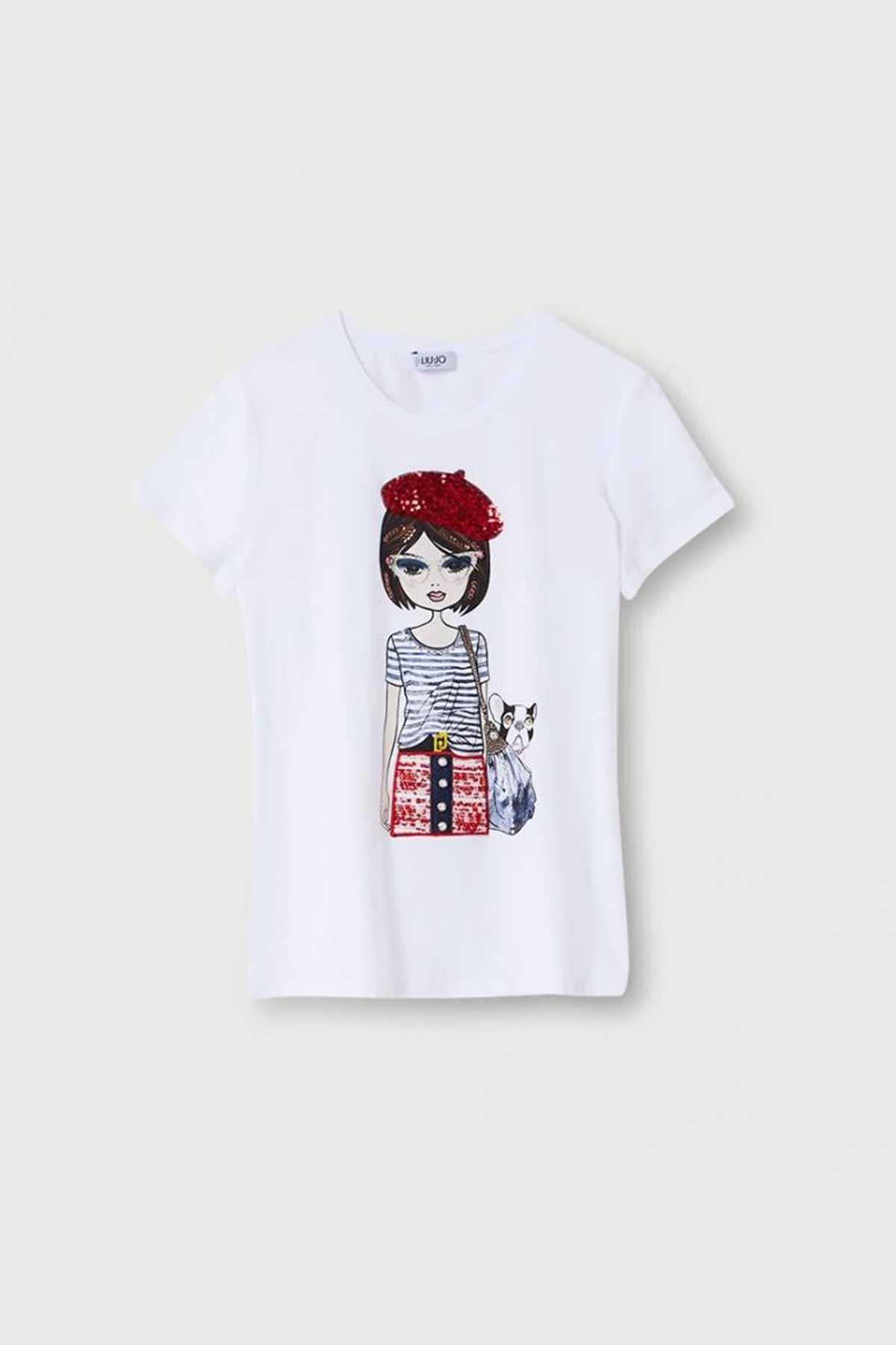 Liu Jo Grafikli Yuvarlak Yaka T-shirt-Libas Trendy Fashion Store