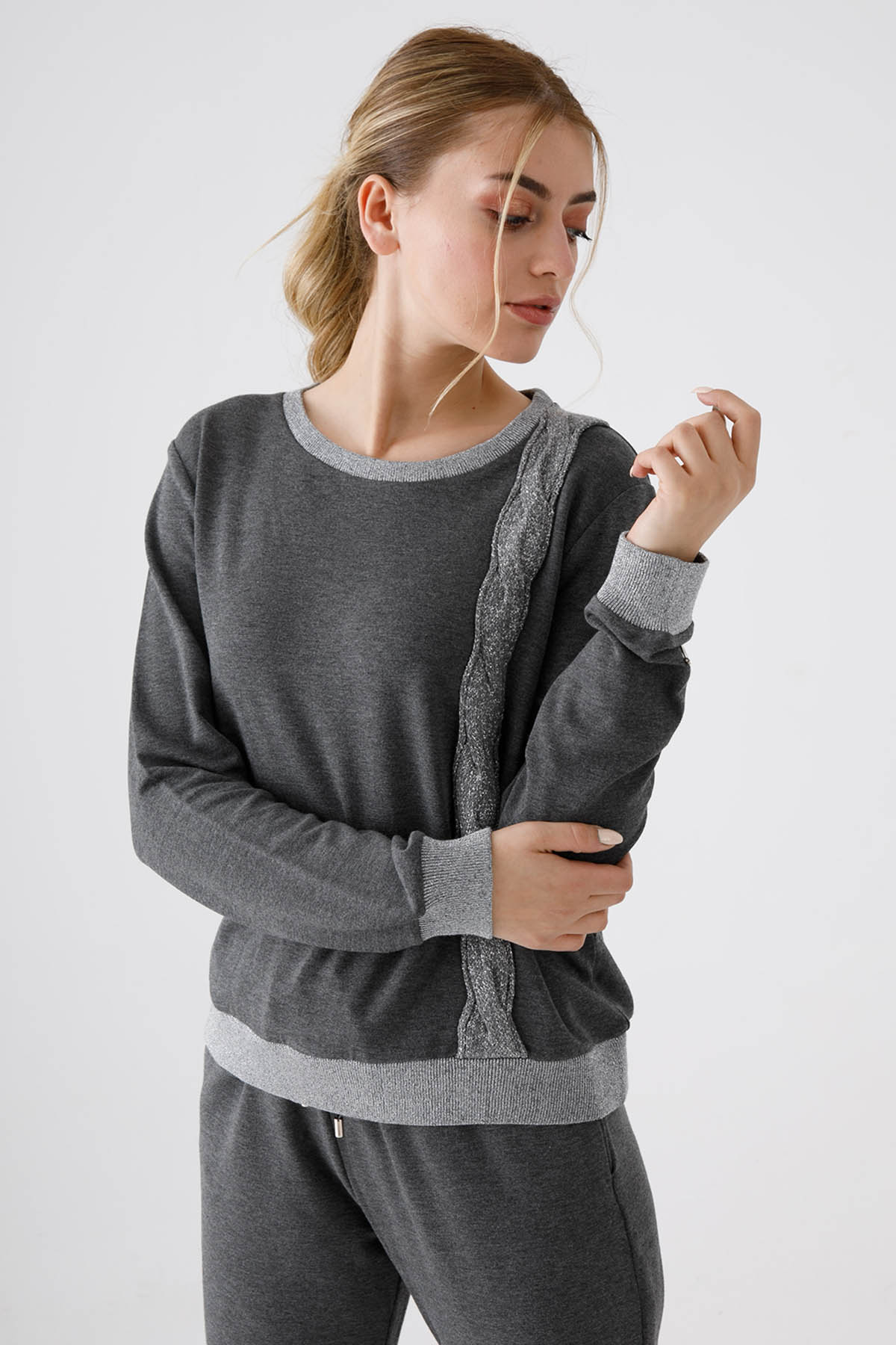 Liu Jo Sport Saç Örgü Detaylı Sweatshirt-Libas Trendy Fashion Store