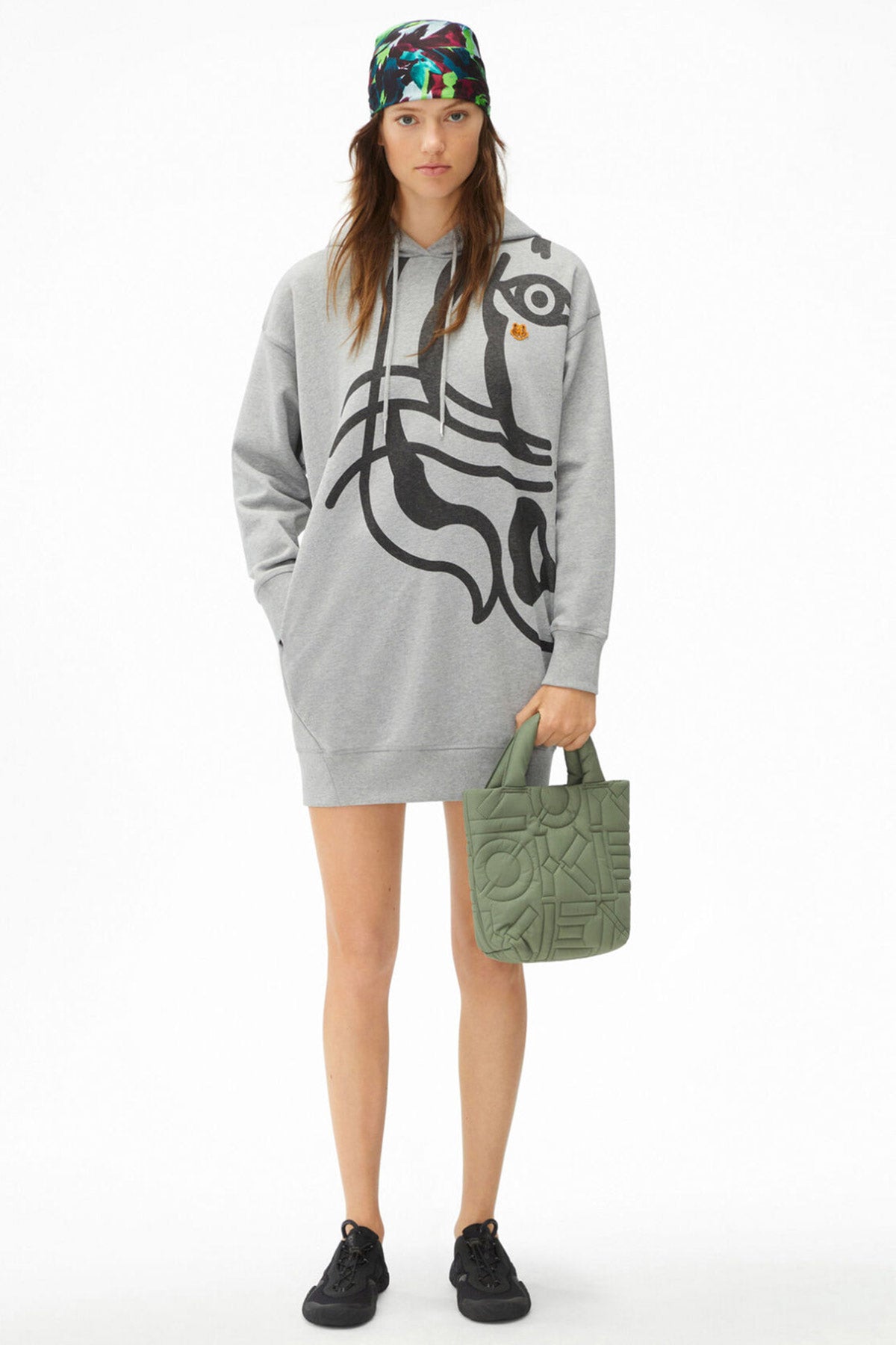 Kenzo Kaplan Logolu Kapüşonlu Sweatshirt Elbise-Libas Trendy Fashion Store