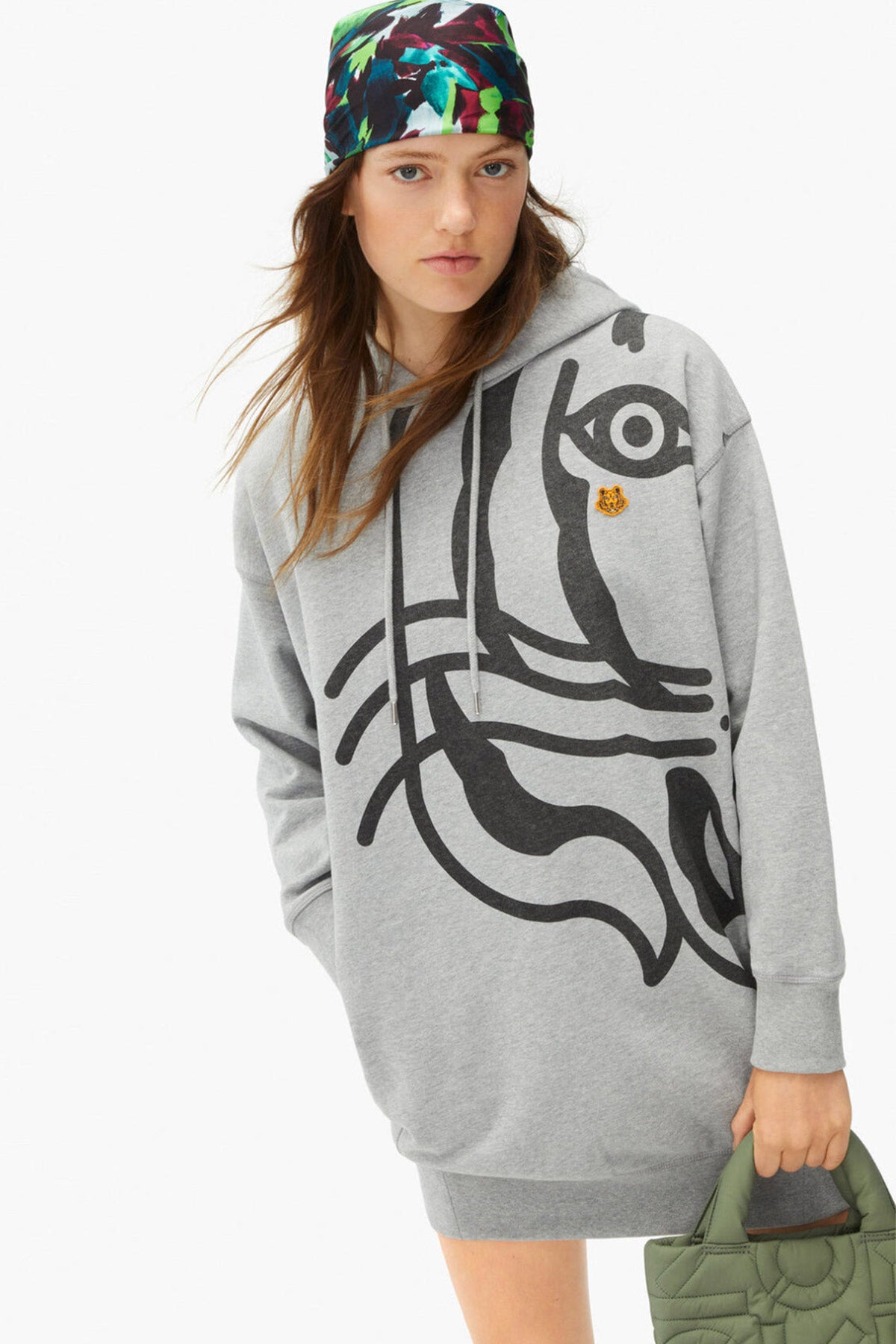 Kenzo Kaplan Logolu Kapüşonlu Sweatshirt Elbise-Libas Trendy Fashion Store