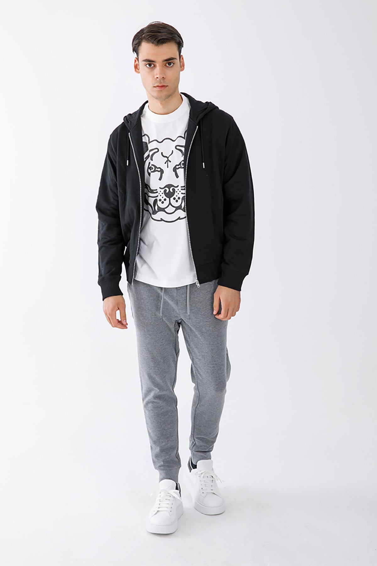 Kenzo Kaplan Logolu Fermuarlı Kapüşonlu Sweatshirt-Libas Trendy Fashion Store