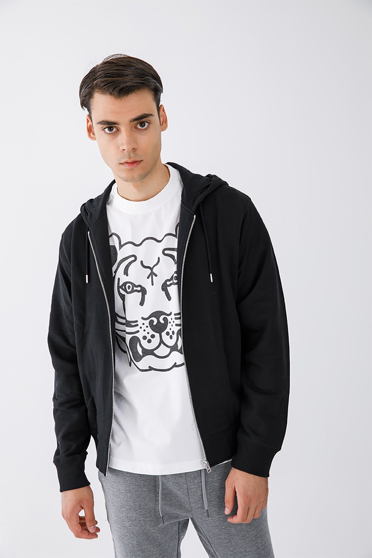 Kenzo Kaplan Logolu Fermuarlı Kapüşonlu Sweatshirt-Libas Trendy Fashion Store