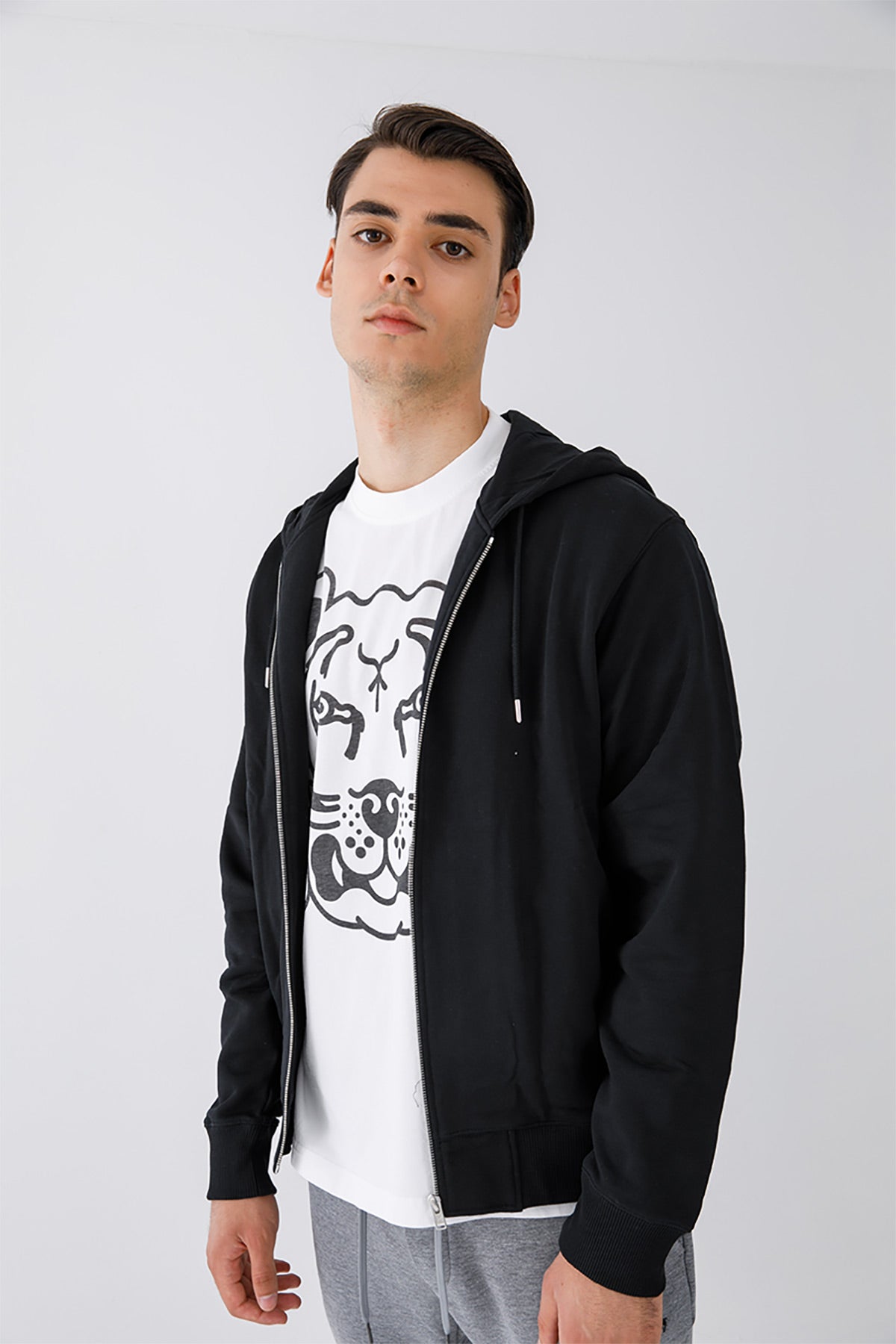 Kenzo Kaplan Logolu Fermuarlı Kapüşonlu Sweatshirt-Libas Trendy Fashion Store